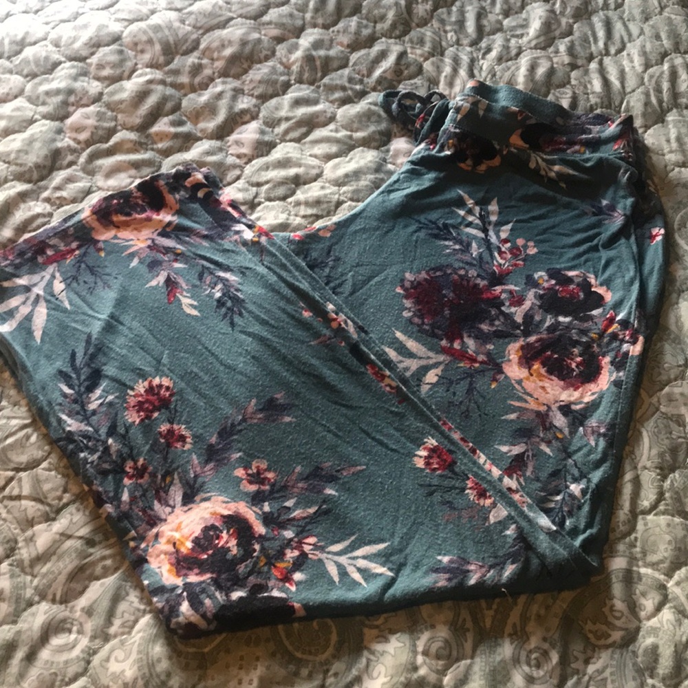 Final price .Teal flowered lounge pants